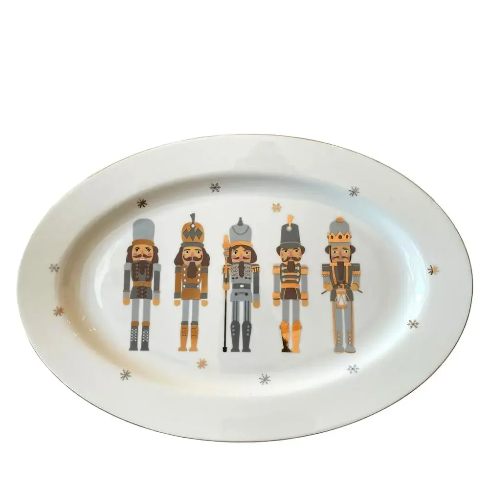 Christmas Nutcracker Soldier Serving Platter Tray 10x14 Oval Holiday New